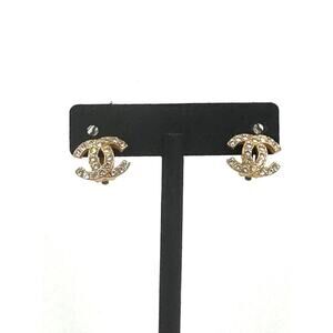Chanel Crystal Rhinestone and Gold Clip On Earrings 02A
